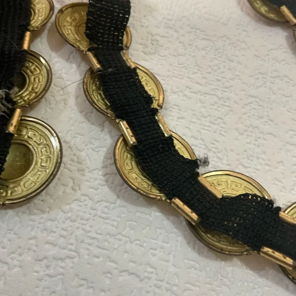 Vintage Gold Metal/Tin Medallions Belt 42”Greek Style Not stretchy Costume Craft